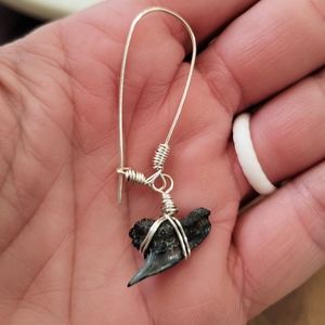 Handmade Shark teeth silver or gold earrings